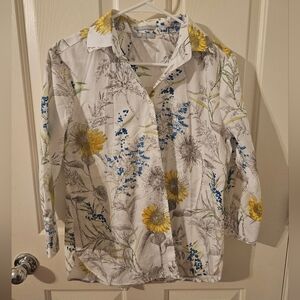 Hinson Wu Margot long sleeve floral print shirt 100% Cotton Size 6